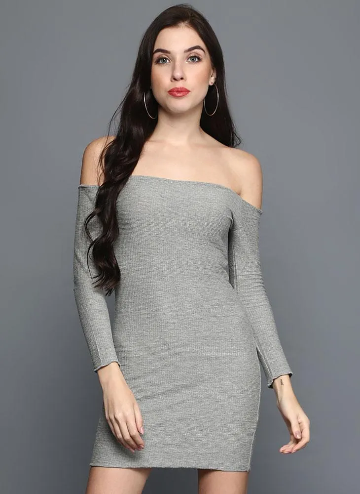 Grey bardot bodycon dress