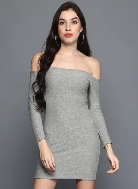 Grey bardot bodycon dress