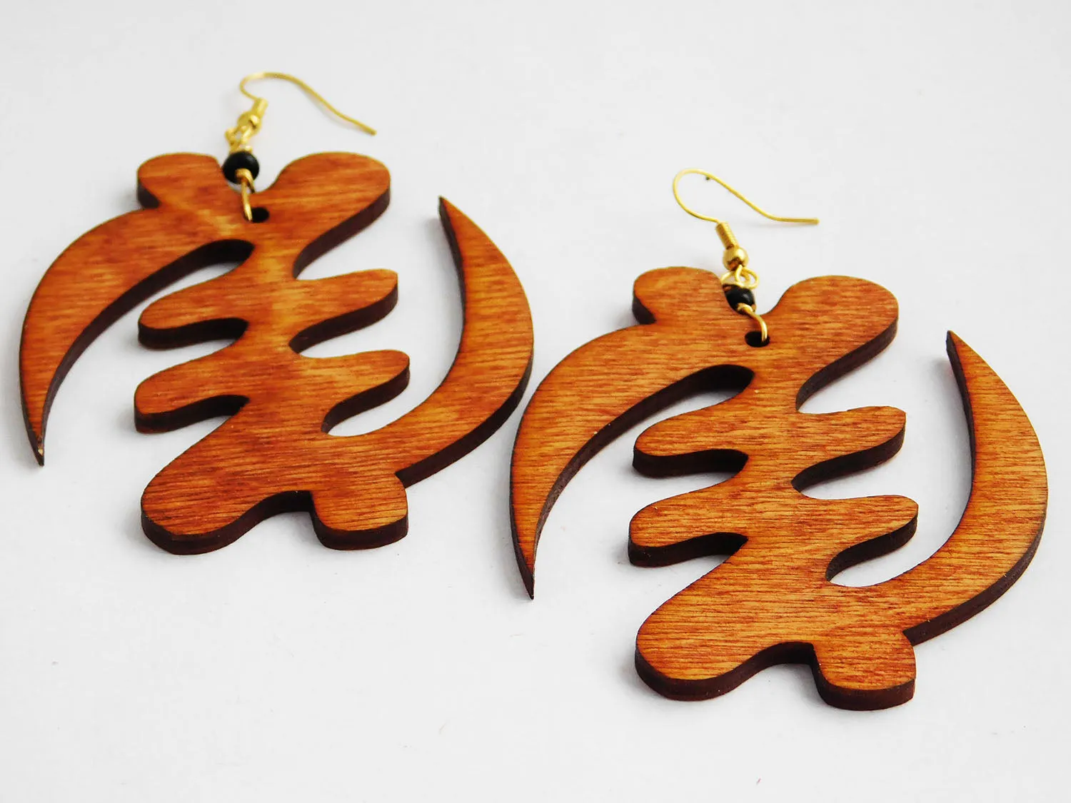 Gye Nyame Earrings African Jewelry Afrocentric Wooden Women