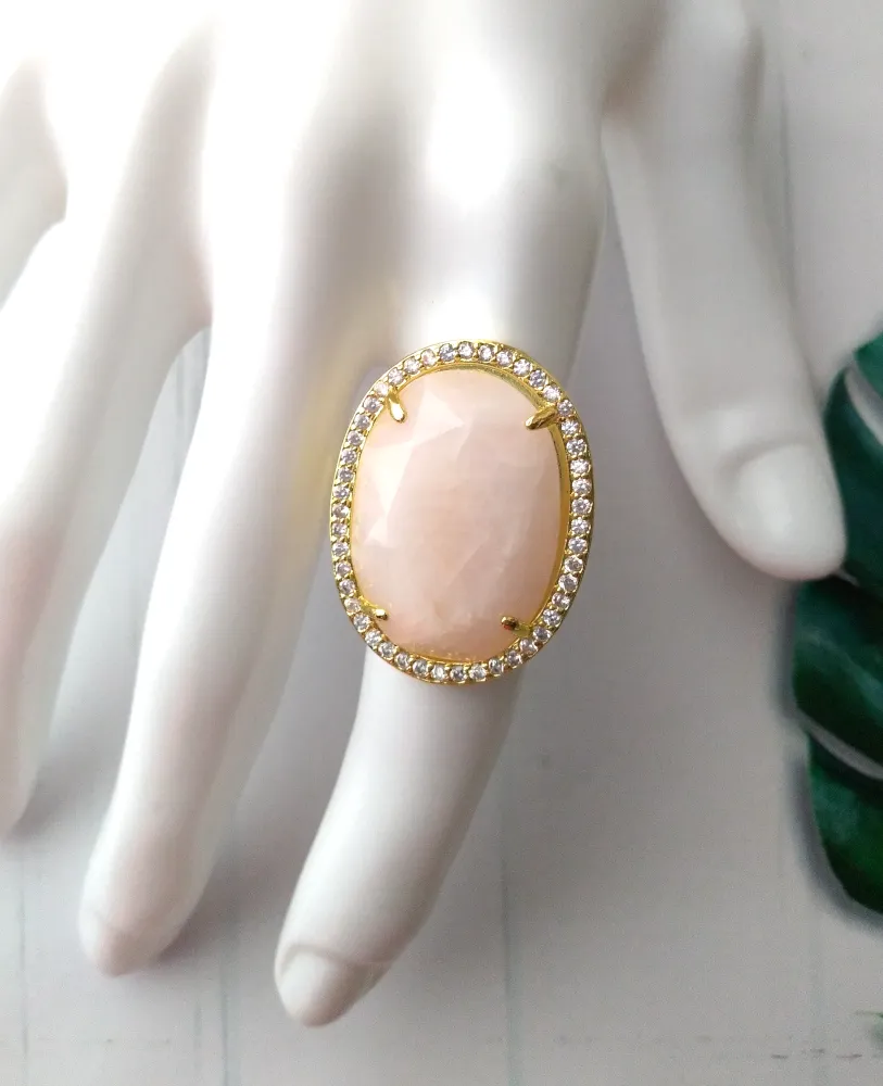 Haloed Rose Quartz Cocktail Ring