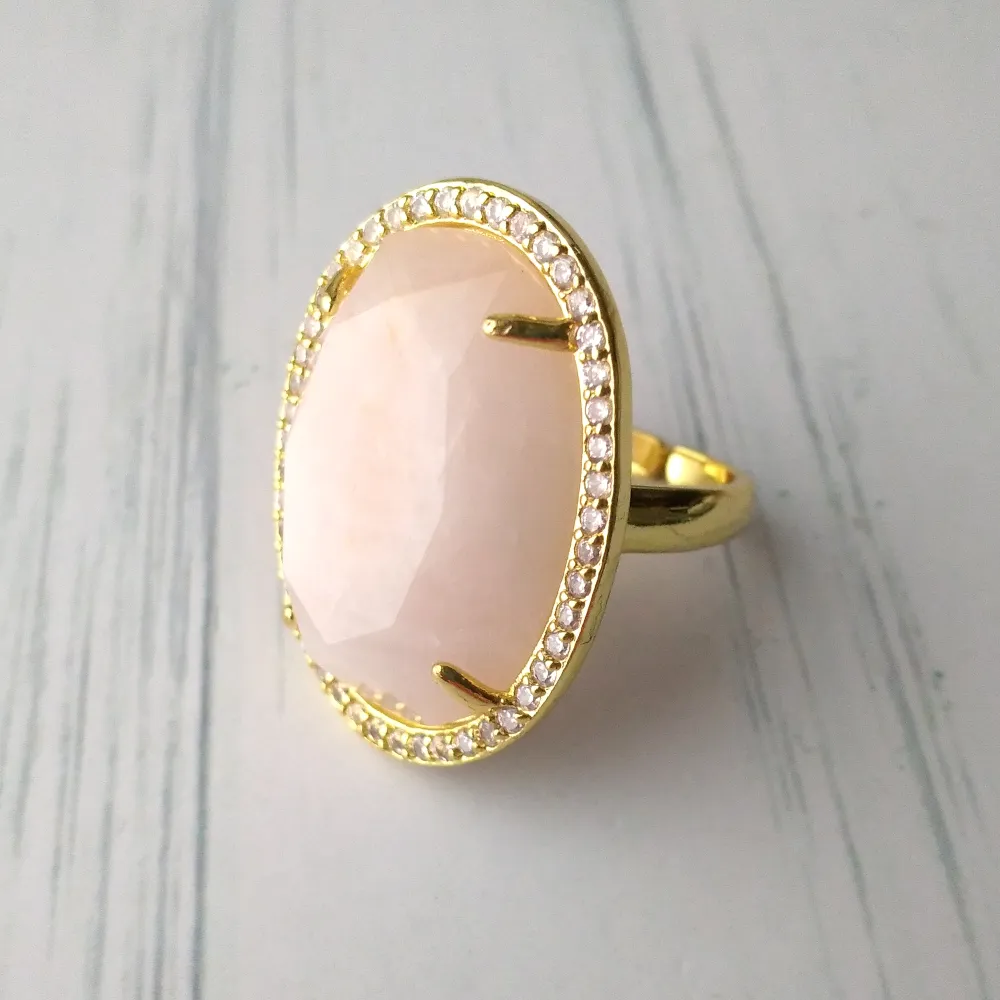 Haloed Rose Quartz Cocktail Ring