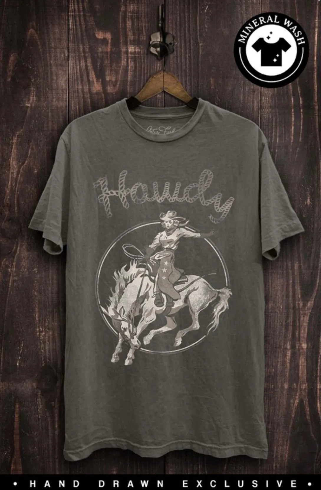 Hand Drawn Howdy Tee - Grey or Black