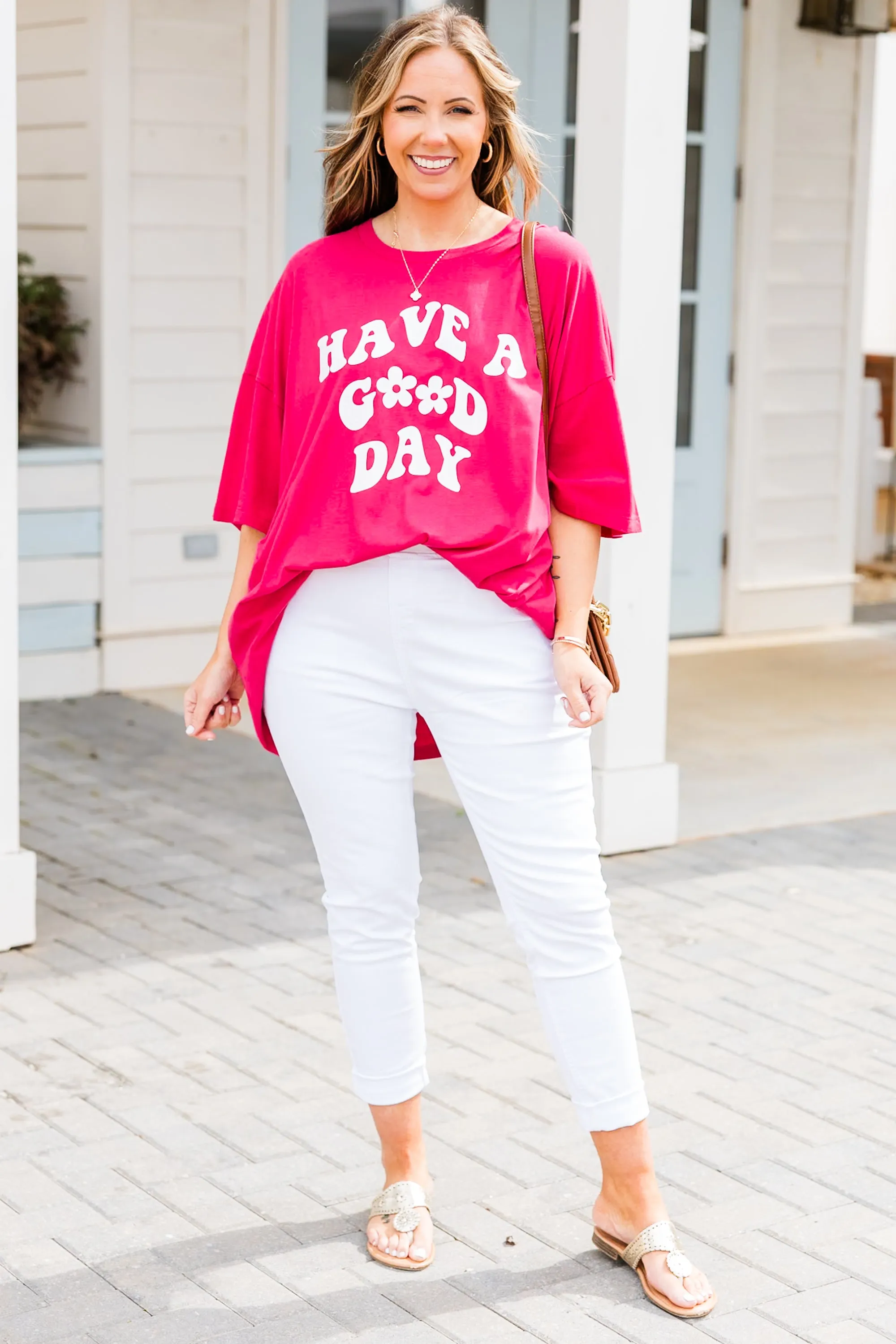 Have A Good Day Boyfriend Tee, Light Magenta