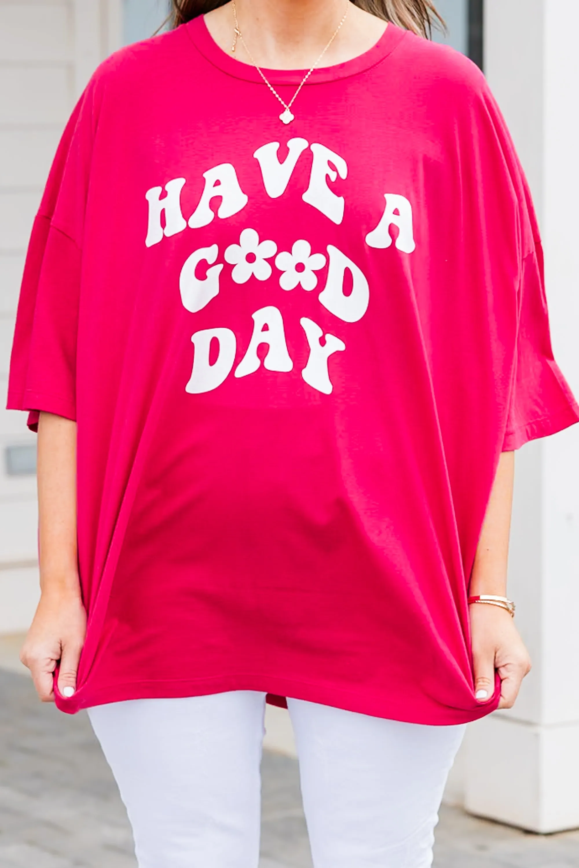 Have A Good Day Boyfriend Tee, Light Magenta