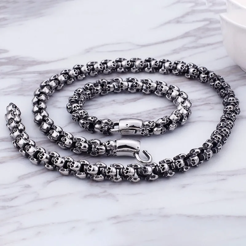 Heavy Solid Stainless Steel Skull Necklace For Men