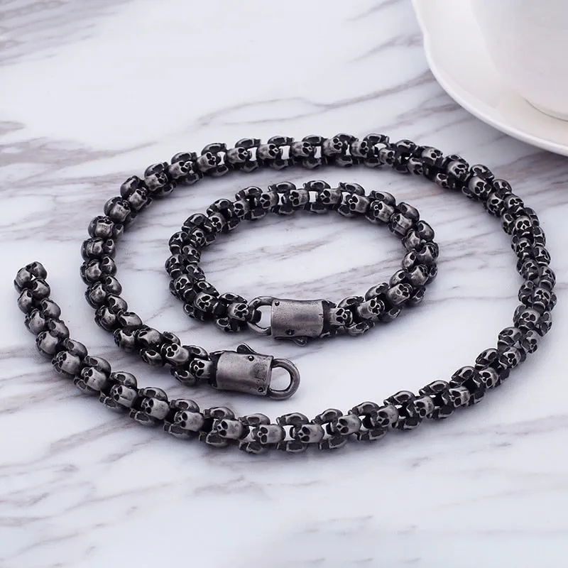 Heavy Solid Stainless Steel Skull Necklace For Men