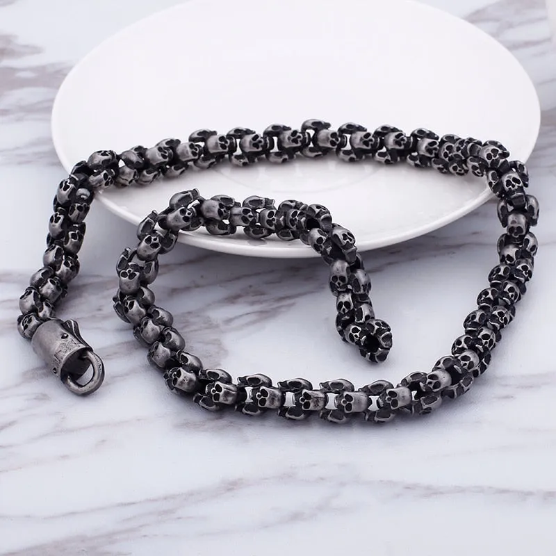 Heavy Solid Stainless Steel Skull Necklace For Men