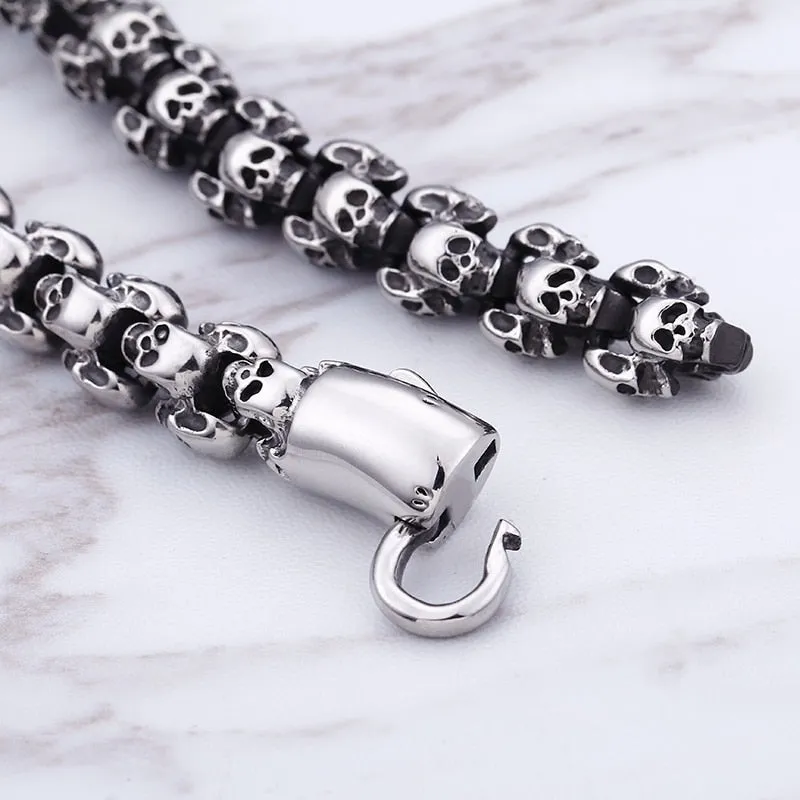 Heavy Solid Stainless Steel Skull Necklace For Men