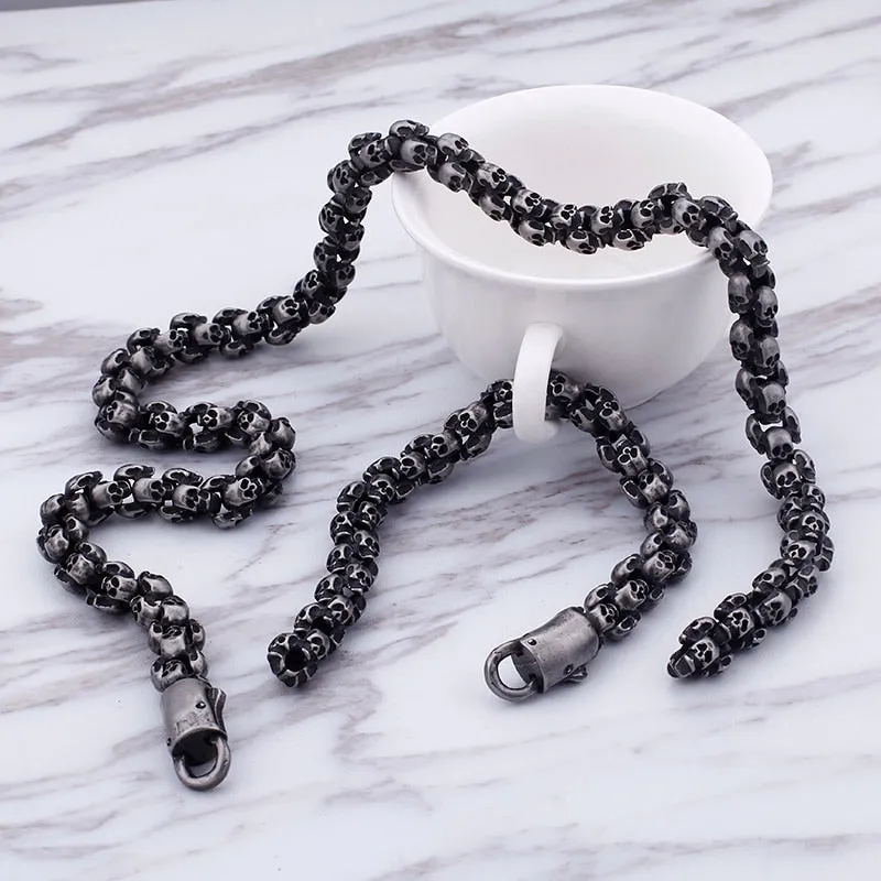 Heavy Solid Stainless Steel Skull Necklace For Men