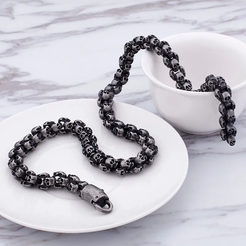 Heavy Solid Stainless Steel Skull Necklace For Men