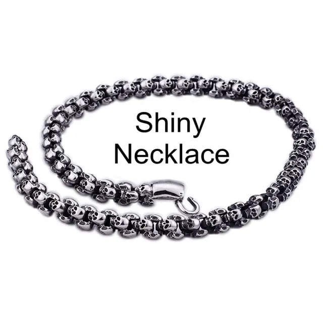 Heavy Solid Stainless Steel Skull Necklace For Men