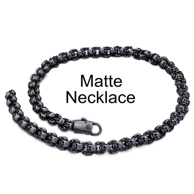 Heavy Solid Stainless Steel Skull Necklace For Men