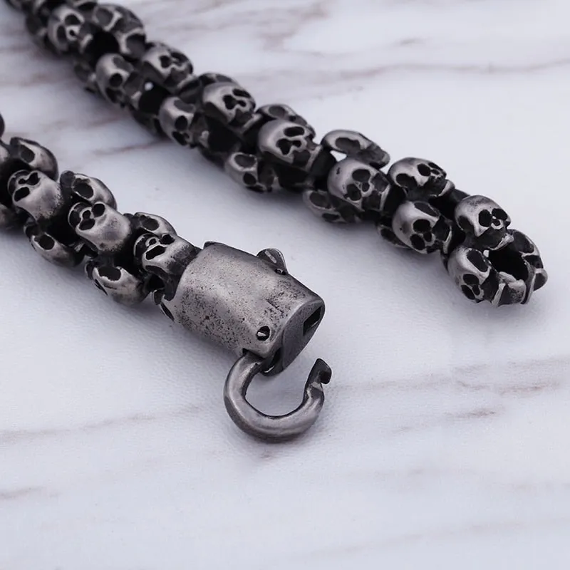 Heavy Solid Stainless Steel Skull Necklace For Men