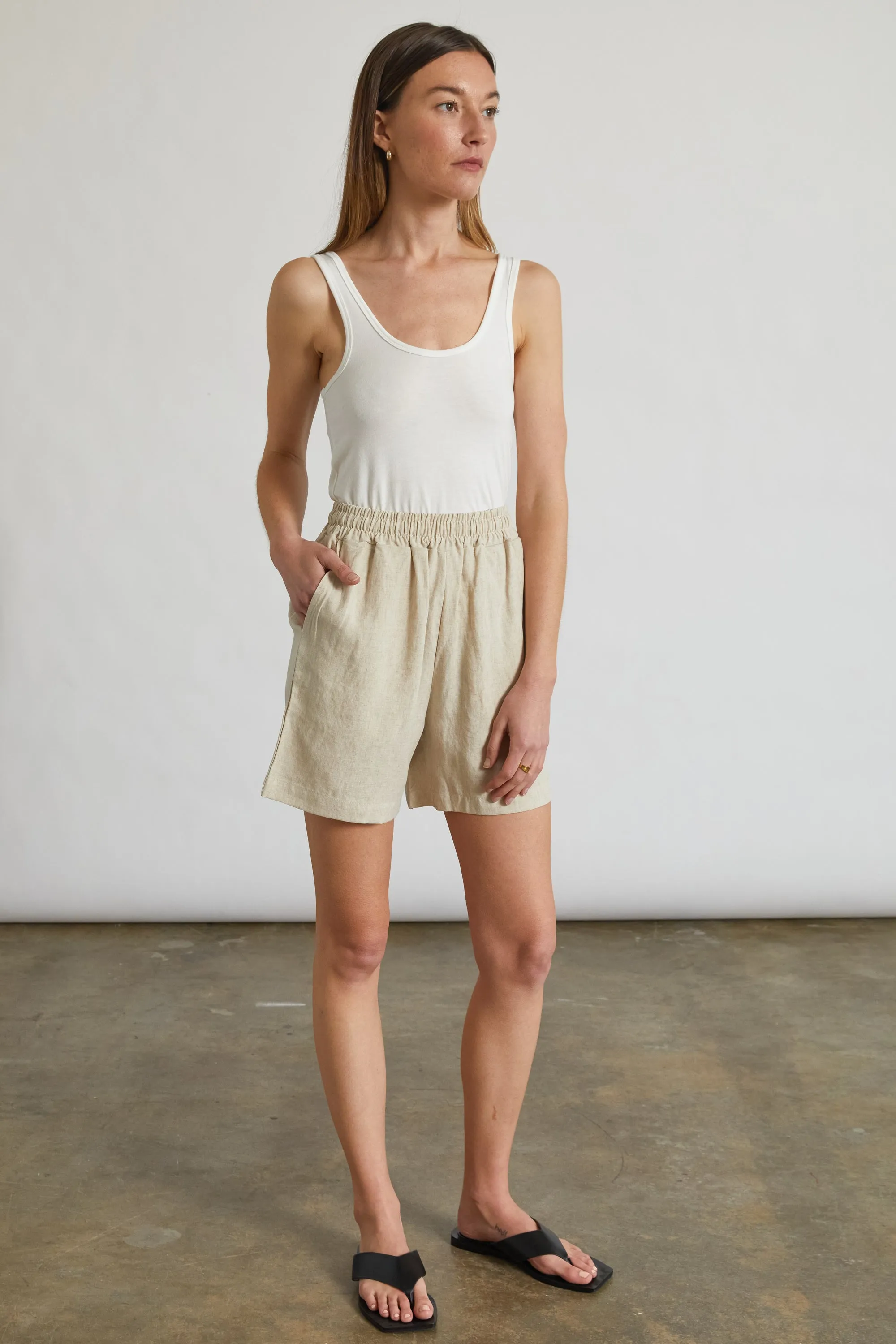 High Waisted Linen Shorts