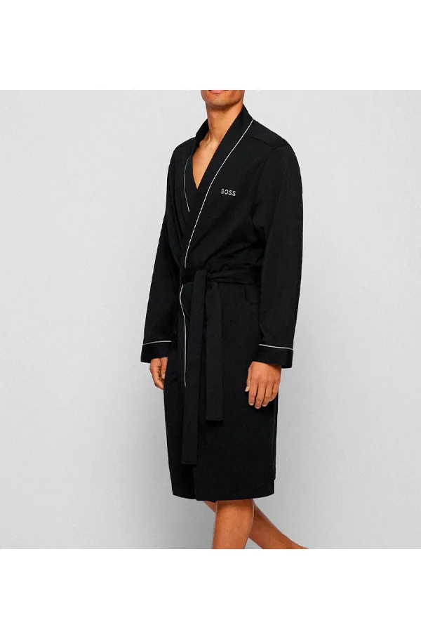 Hugo Boss Kimono Logo Bathrobe Black