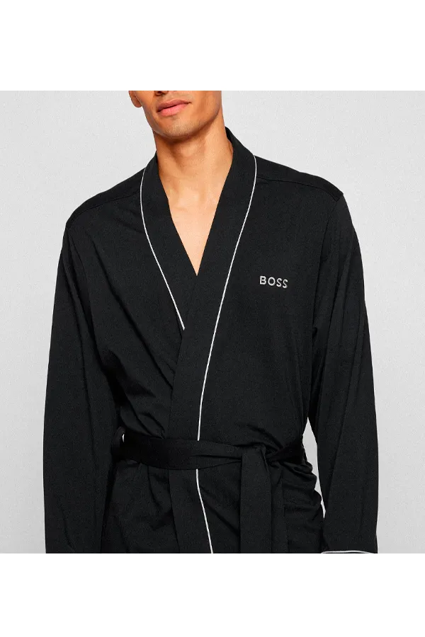 Hugo Boss Kimono Logo Bathrobe Black