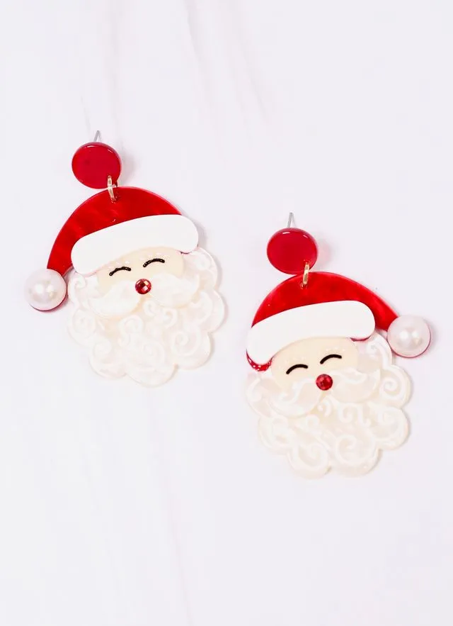 Jolly ol' Saint Nick Earring RED