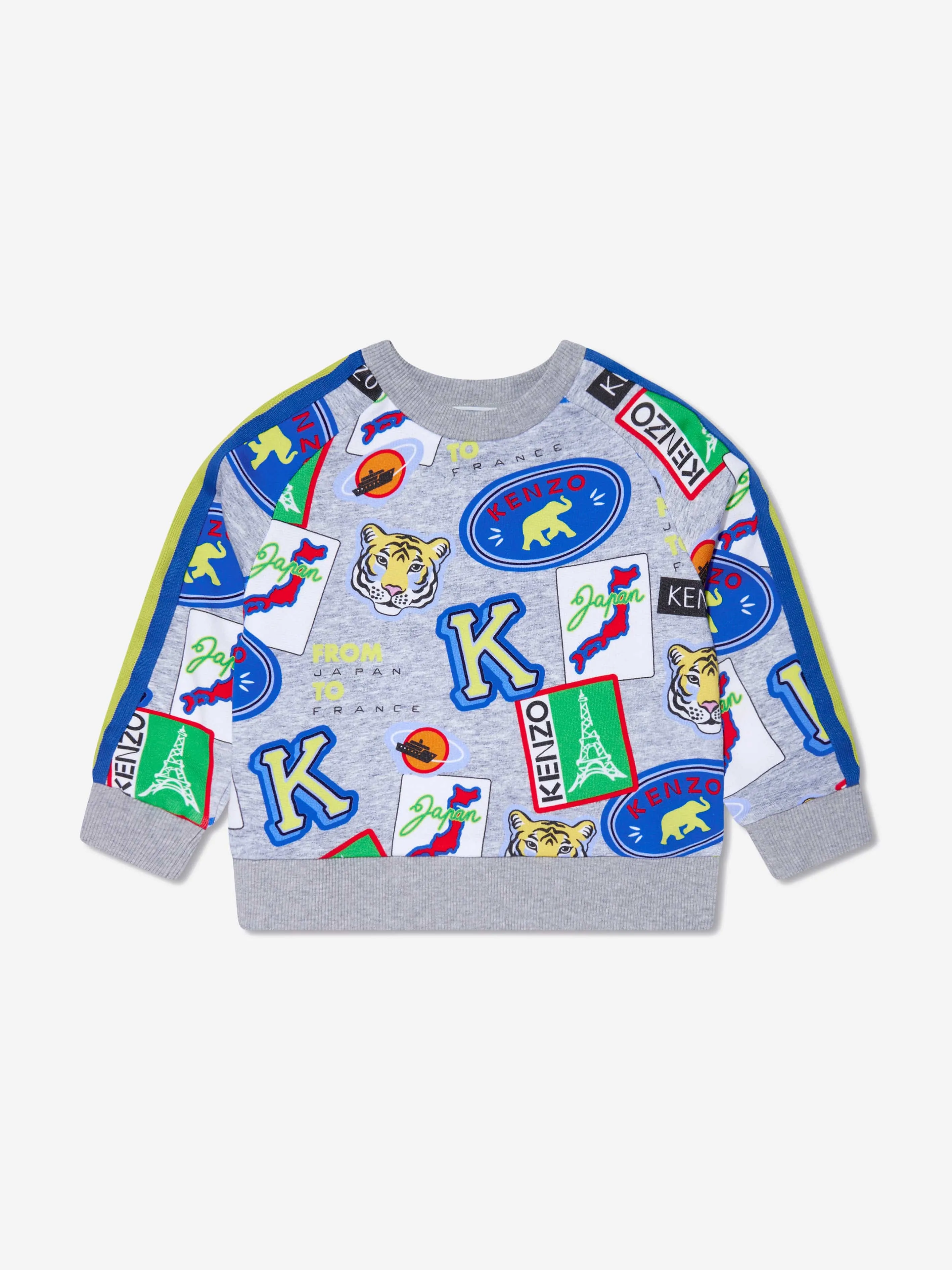 KENZO KIDS - Boys Badge Print Sweatshirt in Grey | Childsplay Clothing