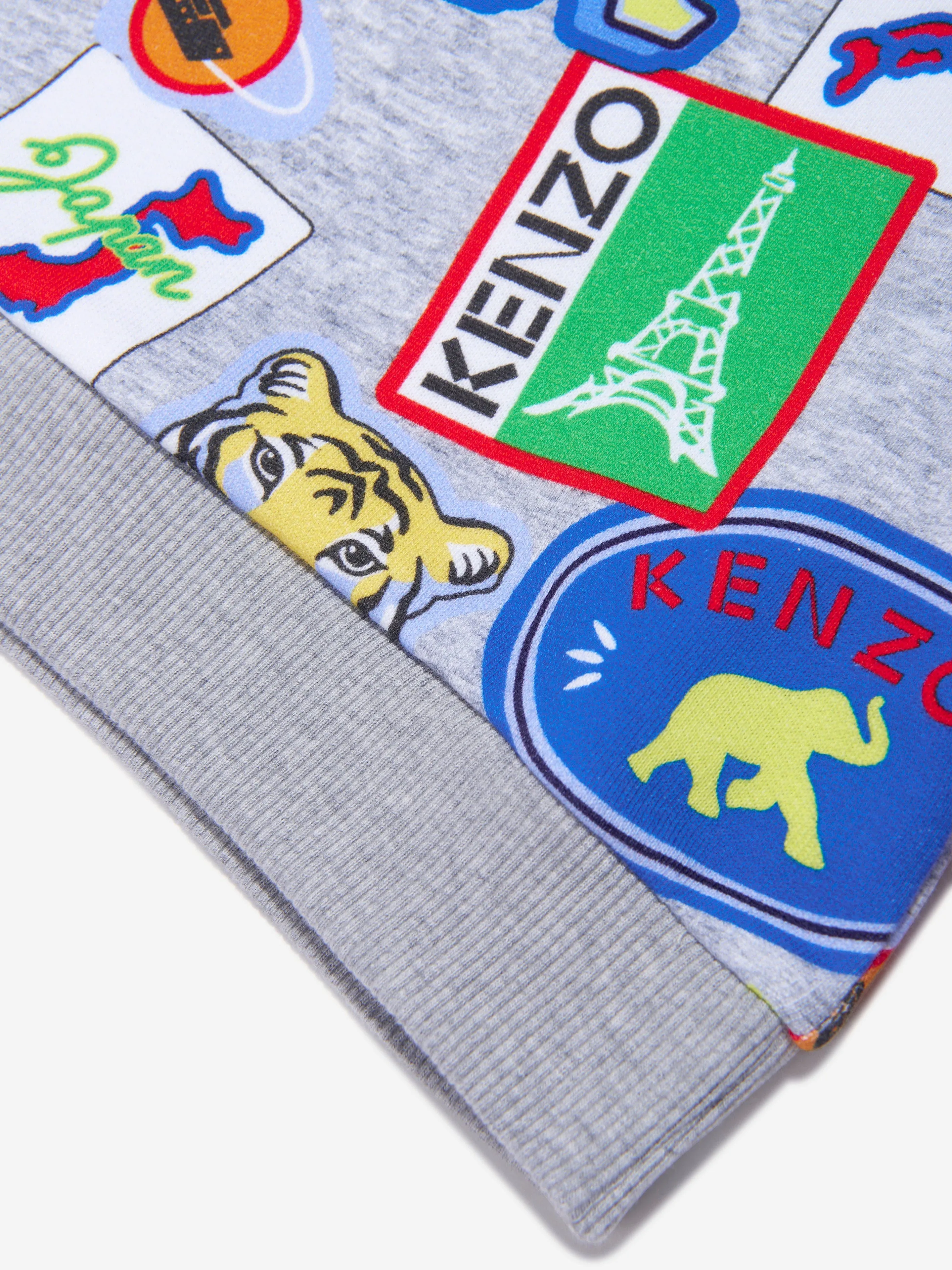 KENZO KIDS - Boys Badge Print Sweatshirt in Grey | Childsplay Clothing