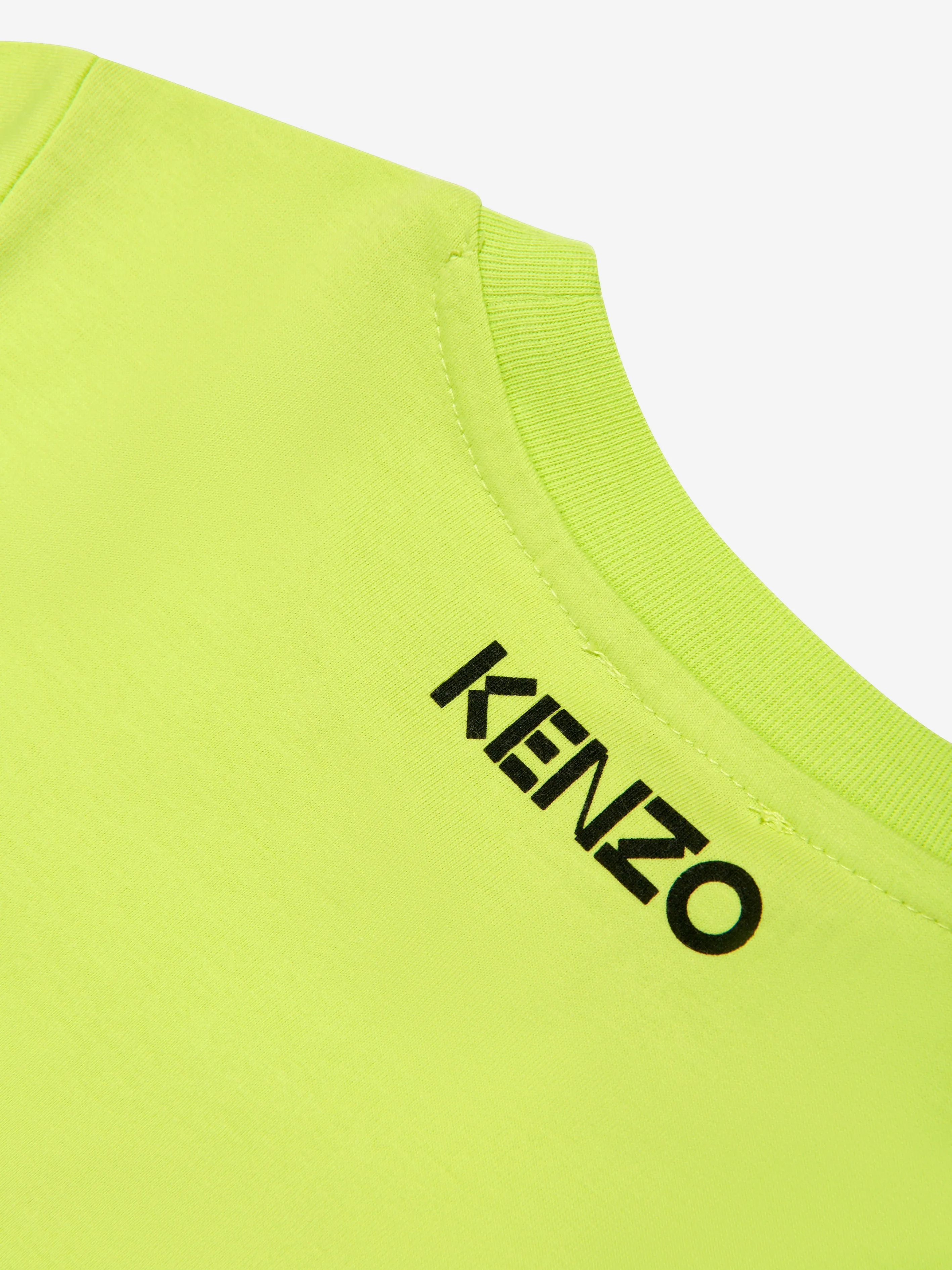 KENZO KIDS - Boys Organic Cotton Tiger T-Shirt in Lime | Childsplay Clothing