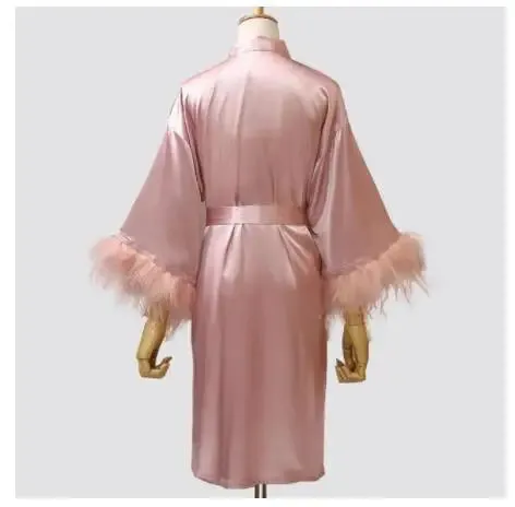 Kimono Robe Women Nightwear Satin Bride Wedding Bathrobe Gown