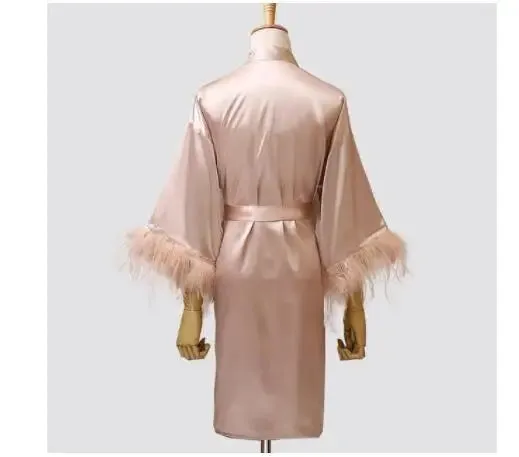 Kimono Robe Women Nightwear Satin Bride Wedding Bathrobe Gown