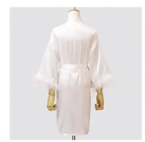 Kimono Robe Women Nightwear Satin Bride Wedding Bathrobe Gown