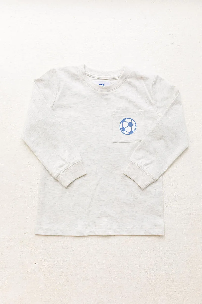 Little Paper Boat - Grey Pocket Tee - Soccer