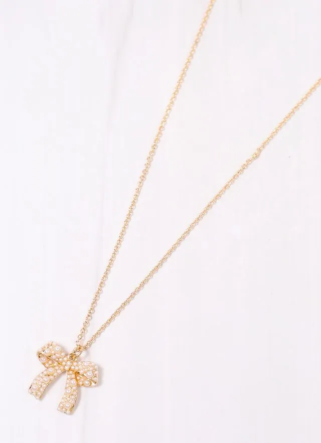 Lohan Pearl Bow Necklace GOLD