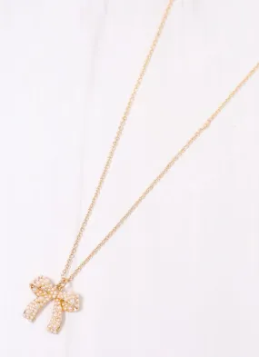 Lohan Pearl Bow Necklace GOLD