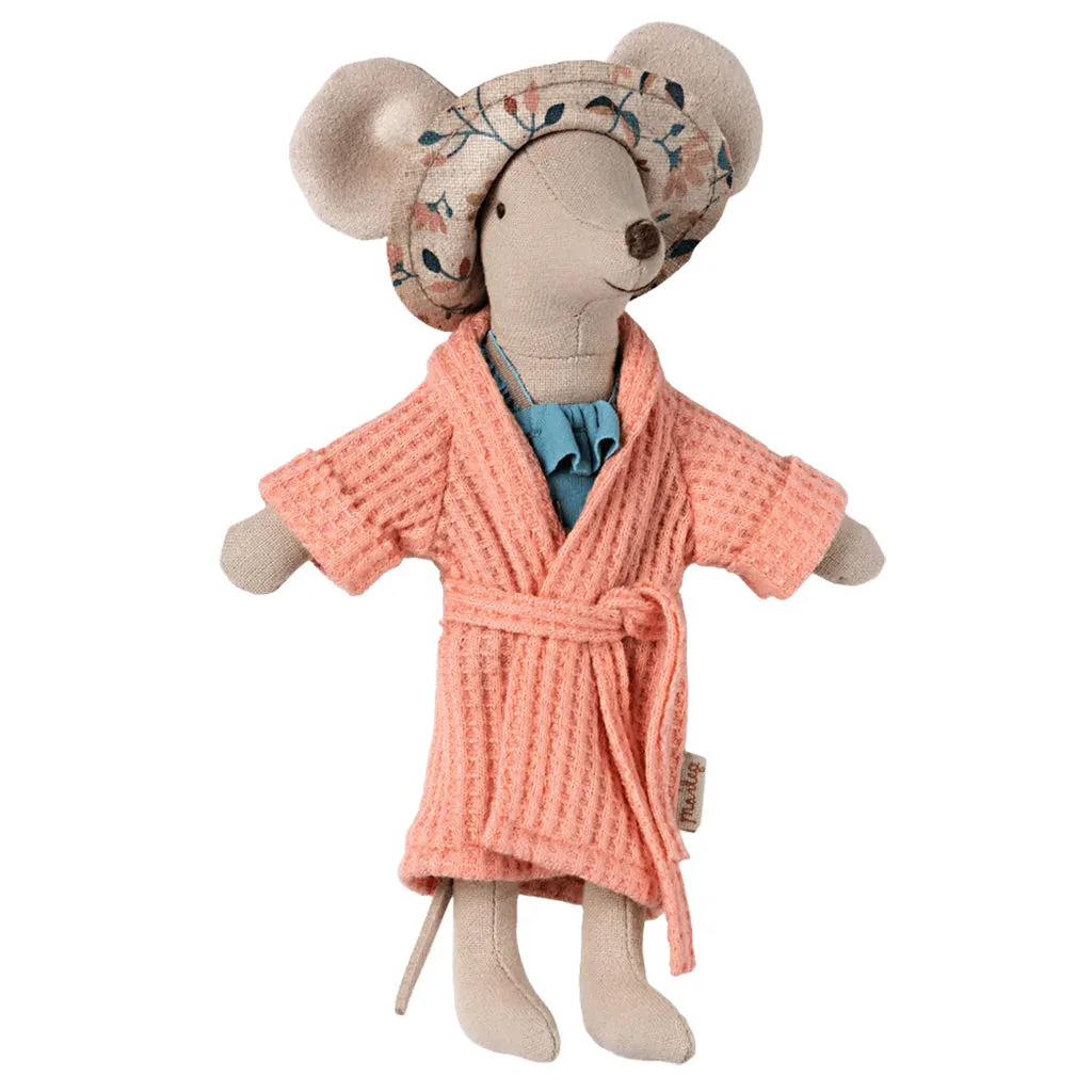 Maileg Toys Mouse Bathrobe Coral Pink