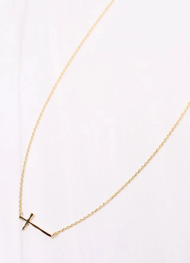 McShane Side Cross Necklacce GOLD