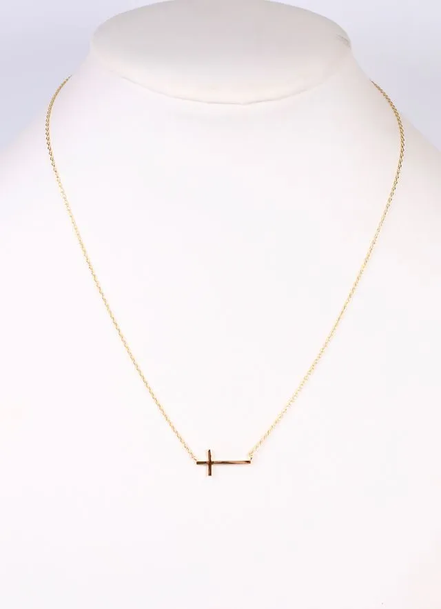 McShane Side Cross Necklacce GOLD