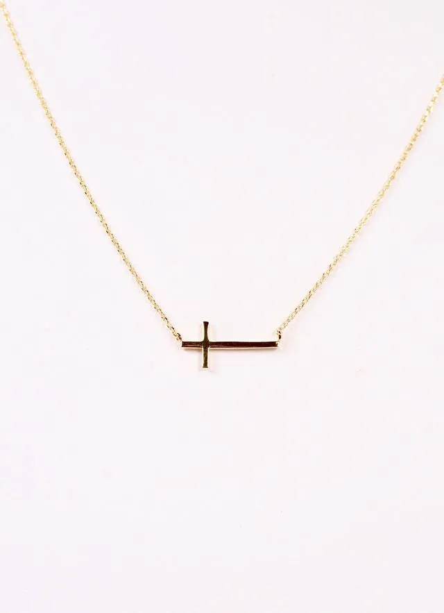 McShane Side Cross Necklacce GOLD