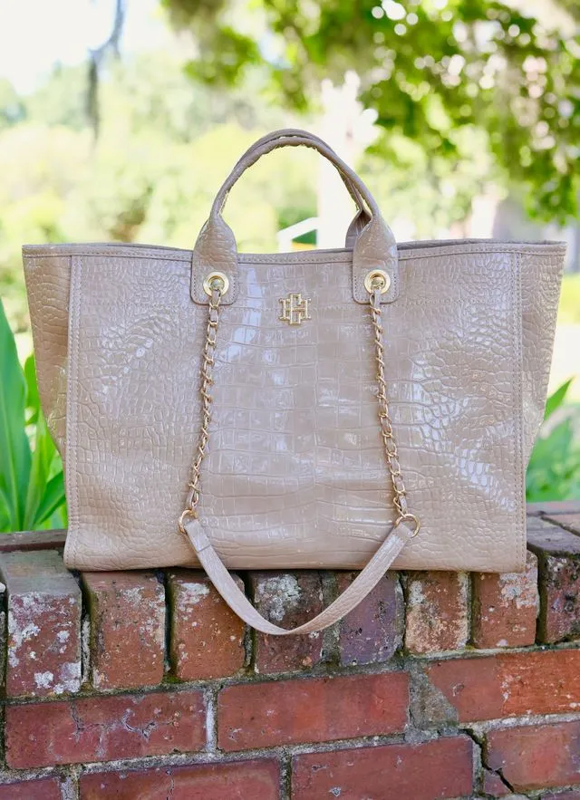 Melissa Tote Bag Taupe Patent RESTOCK END OF SEPTEMBER