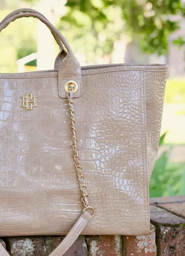 Melissa Tote Bag Taupe Patent RESTOCK END OF SEPTEMBER