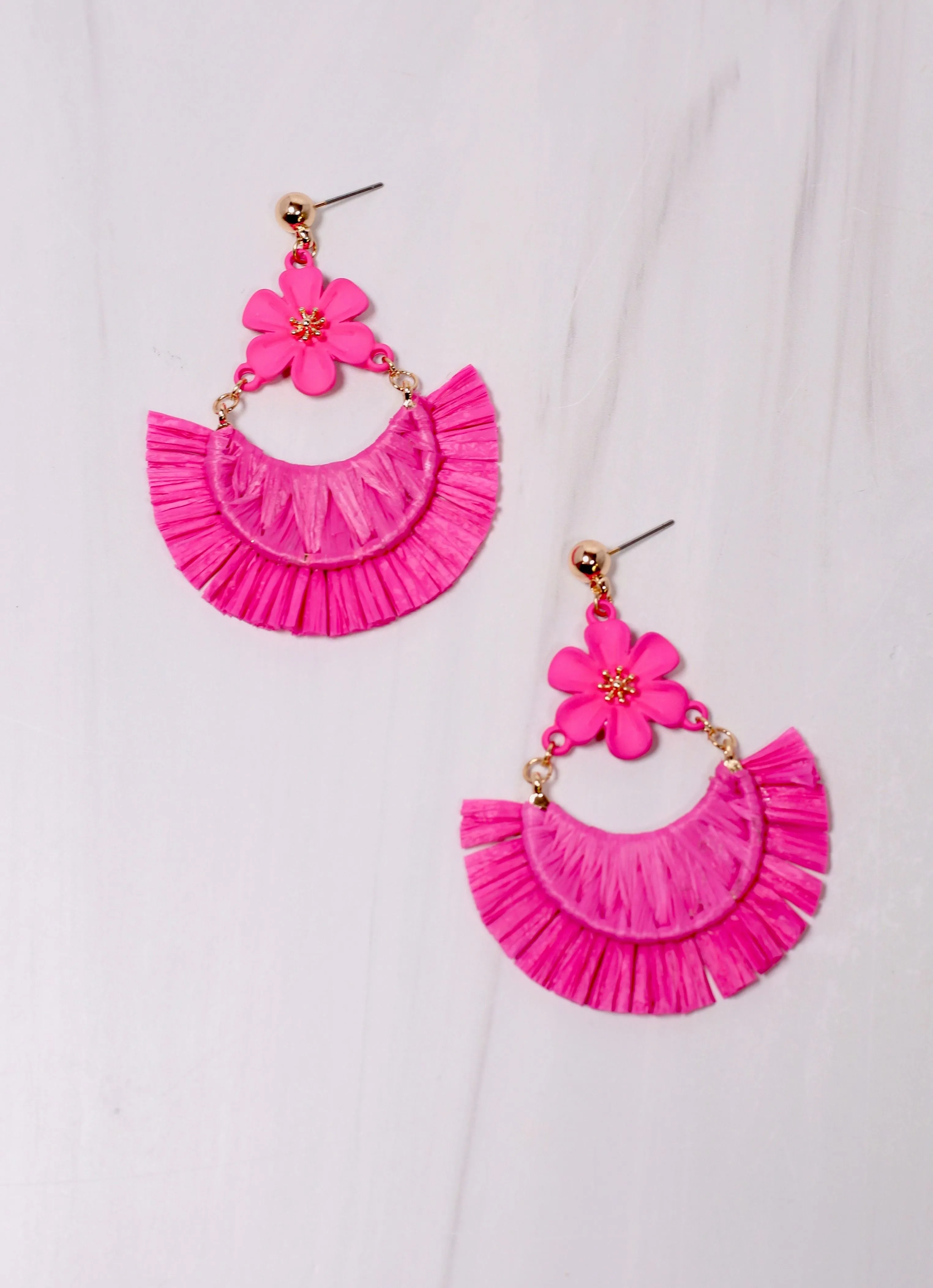 Mixon Flower Drop Earring HOT PINK