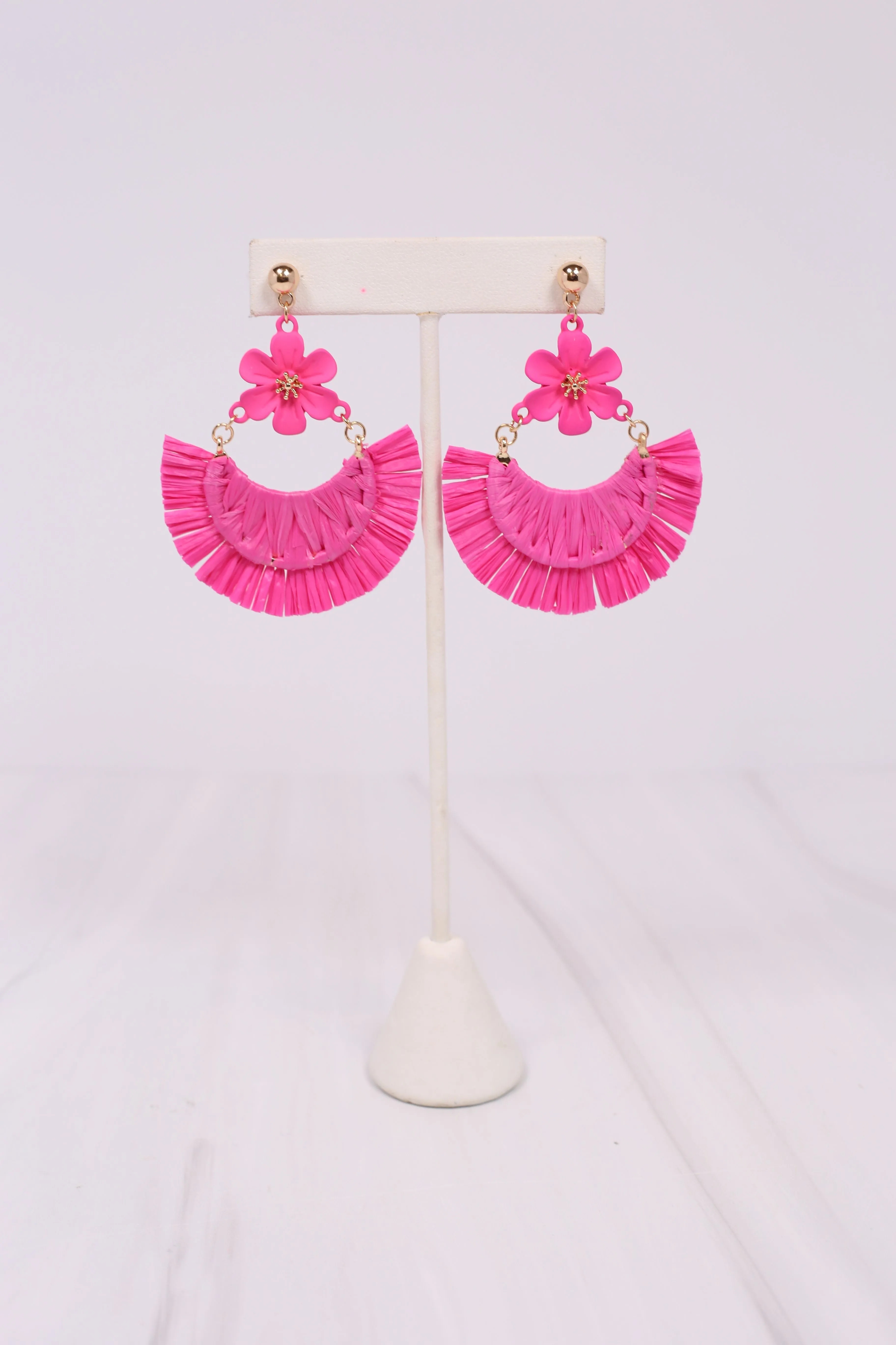 Mixon Flower Drop Earring HOT PINK