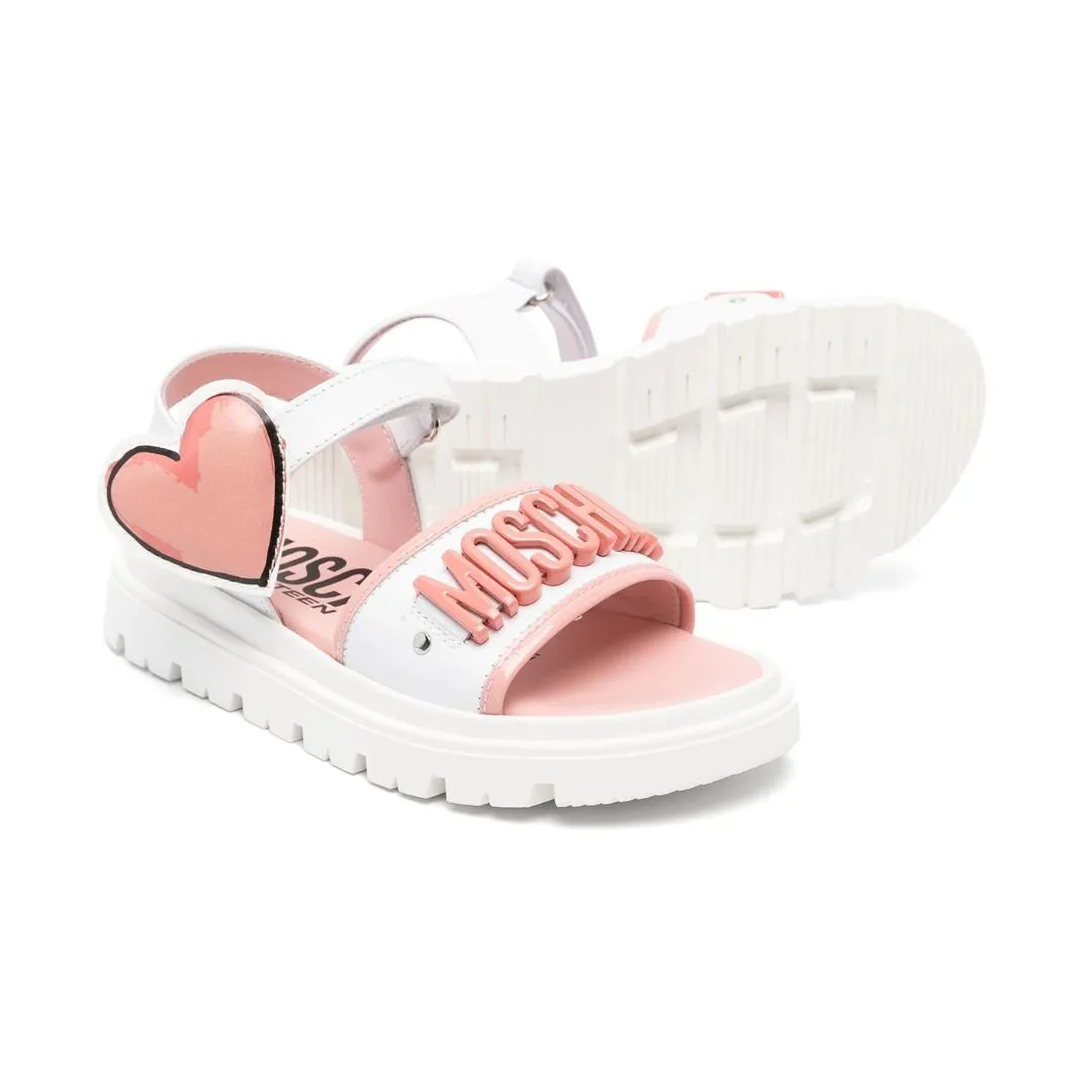 Moschino Sandal Logo Heart Strap Pink