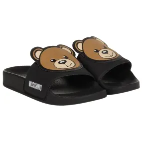 Moschino Slides Teddy Logo Black