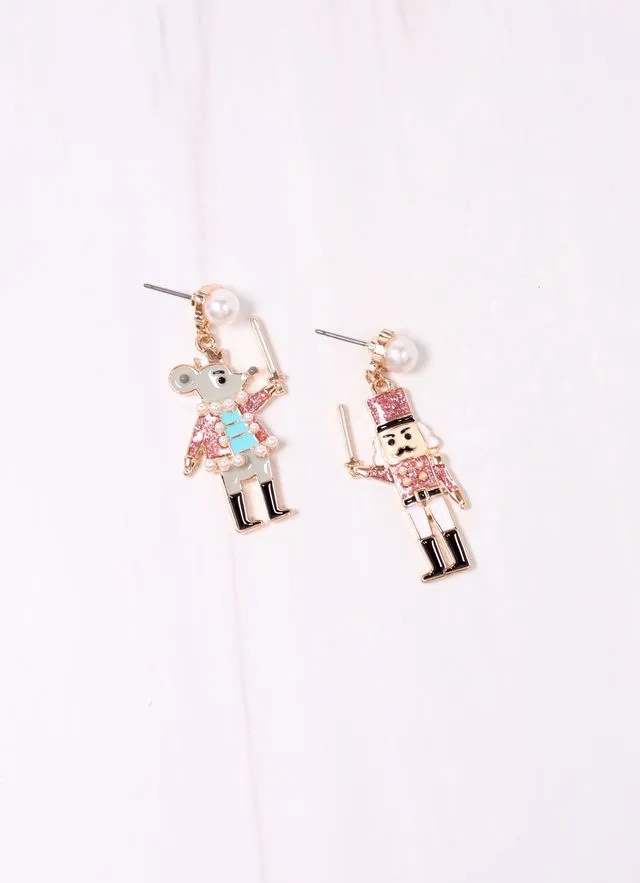 Mouse King and Nutcracker Earring PINK