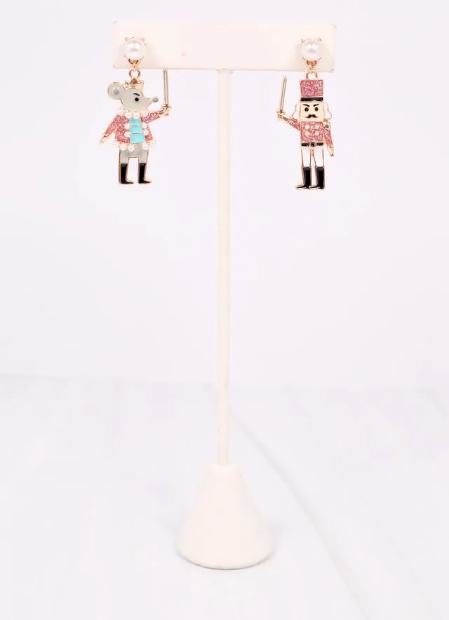 Mouse King and Nutcracker Earring PINK