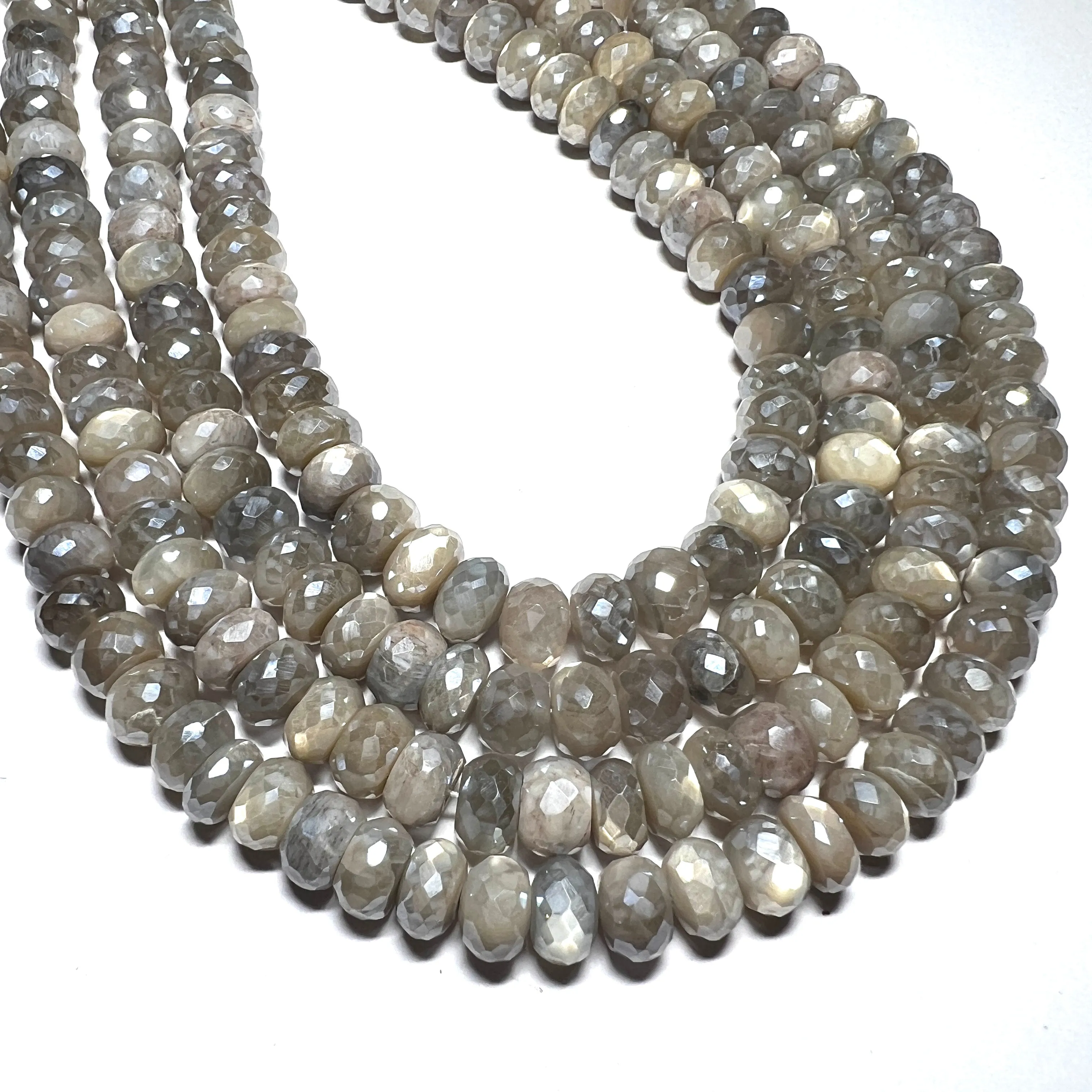 Natural Grey Moonstone -  Faceted  Rondelles