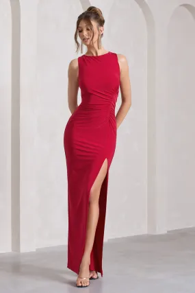 Night To Remember | Red Open-Back Split Maxi Dress