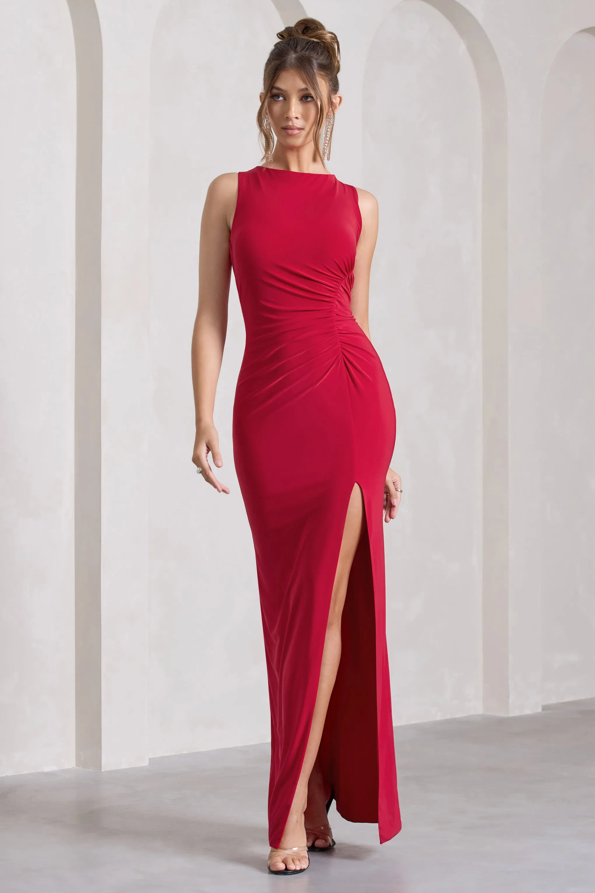 Night To Remember | Red Open-Back Split Maxi Dress