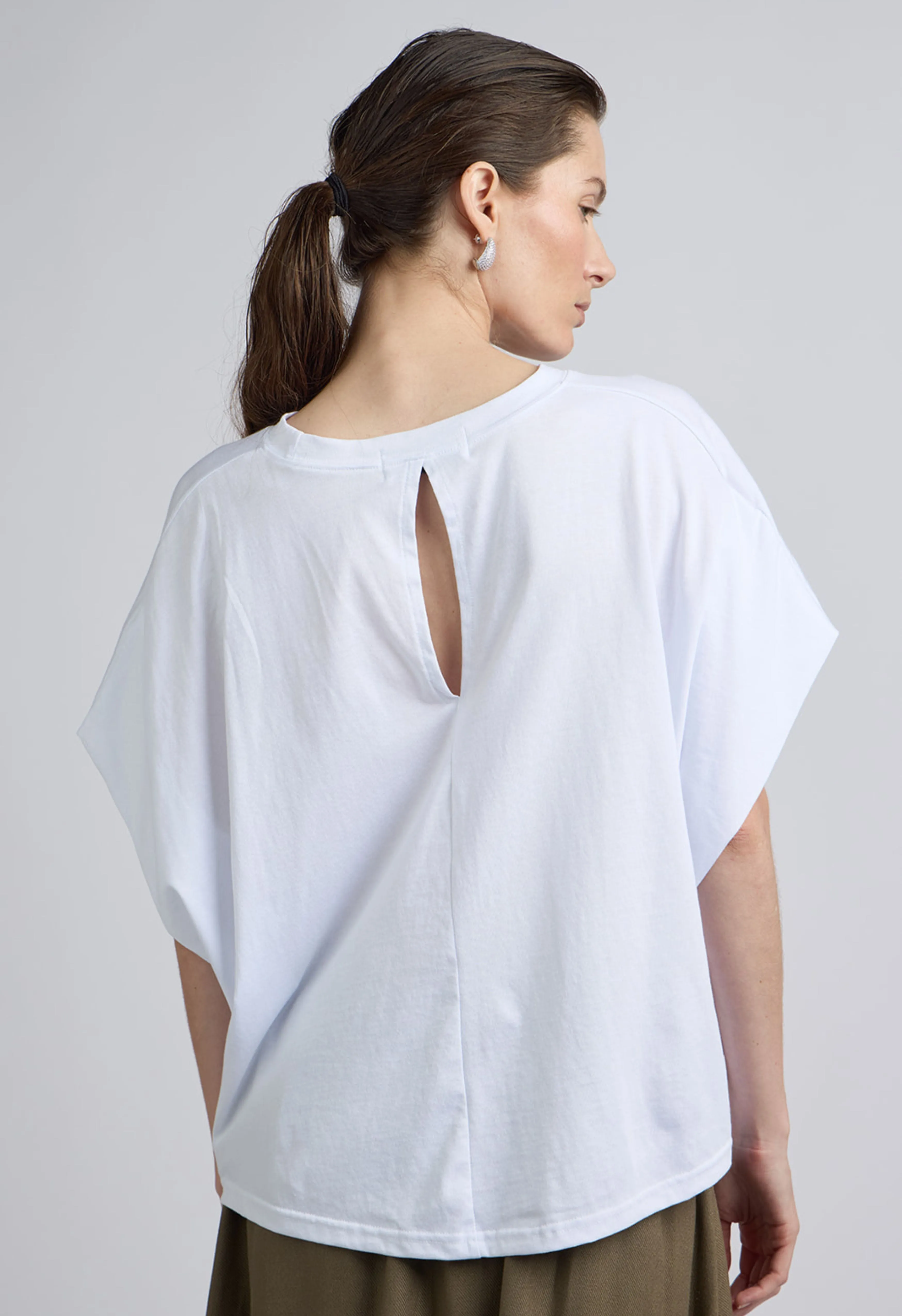 Open Back Tee in White