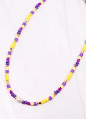 Oskar Beaded Necklace PURPLE YELLOW