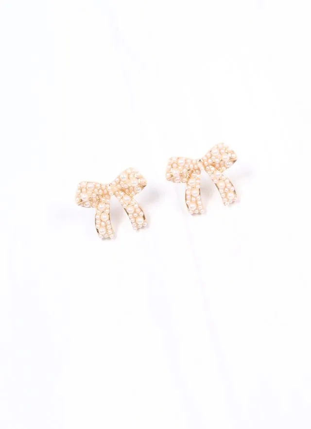 Paige Pearl Bow Earring GOLD