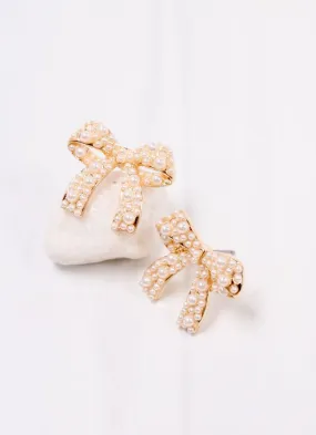 Paige Pearl Bow Earring GOLD