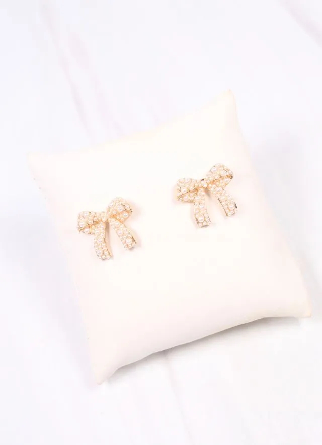 Paige Pearl Bow Earring GOLD